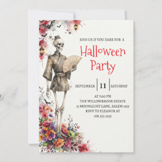 Convite de festa de Halloween do homem esqueleto g