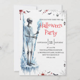 Convite de festa de Halloween do homem esqueleto g