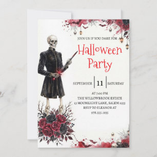 Convite de festa de Halloween do homem esqueleto g