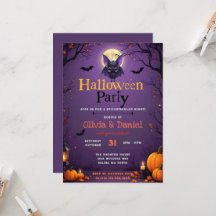 Convite de Festa de Halloween do Morcego Fofo