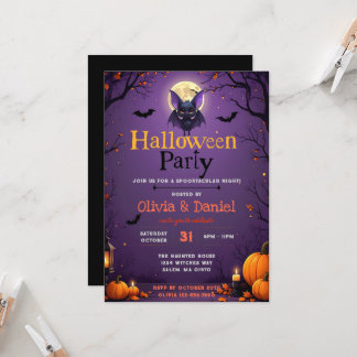 Convite de Festa de Halloween do Morcego Fofo