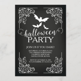 Convite De Festa De Halloween Do Vintage Bats