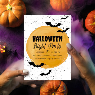 Convite de festa de Halloween editável Morcegos Pr