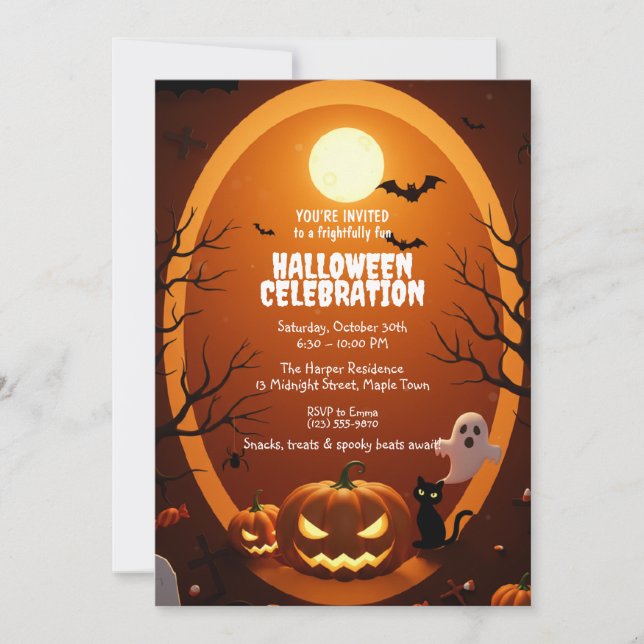 Convite de Festa de Halloween Elegante Gótico (Frente)