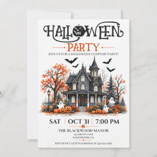 Convite de Festa de Halloween em Casa Assombrada A