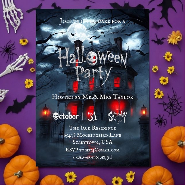 Convite de Festa de Halloween em Casa Assombrada M (Criador carregado)