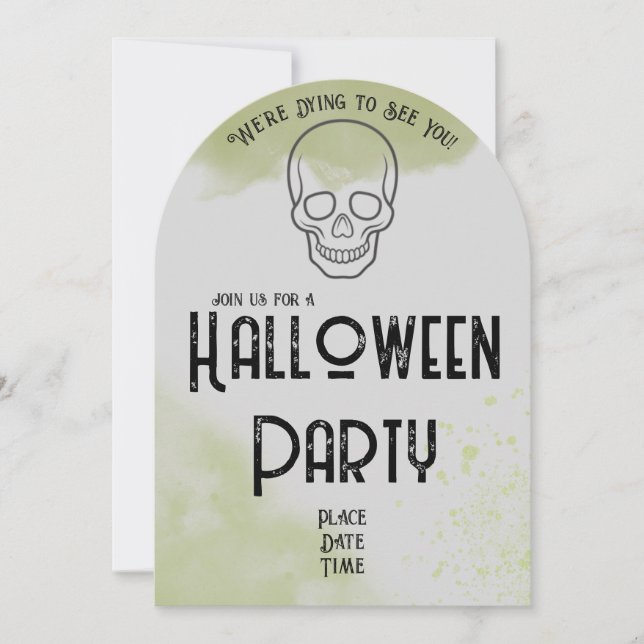 Convite de Festa de Halloween em Lápide (Frente)