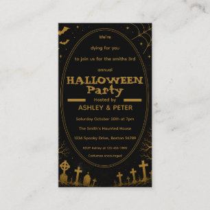 Convite de festa de Halloween em ouro editável