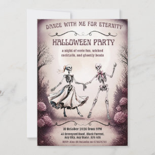 Convite de Festa de Halloween - Esqueletos Dançant