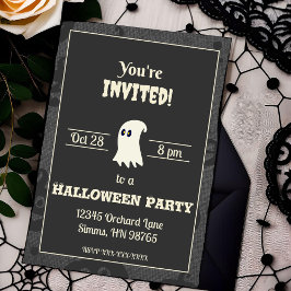 Convite de Festa de Halloween Fantasma Preto e Bra