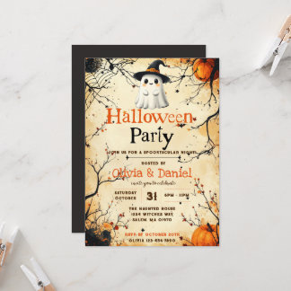 Convite de Festa de Halloween Fantasma Vintage