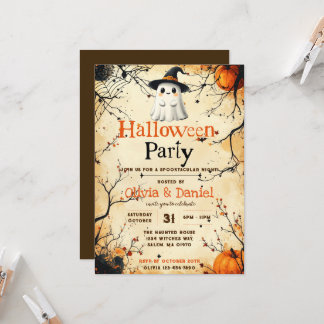 Convite de Festa de Halloween Fantasma Vintage