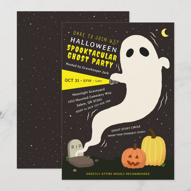 Convite de Festa de Halloween Fantasmagórico (Frente/Verso)