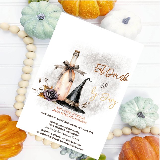 Convite de festa de Halloween Flor de Vinho de Cha (Criador carregado)