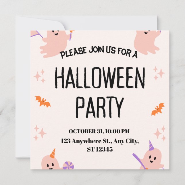 Convite de Festa de Halloween Fofo (Frente)