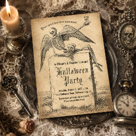 Convite de Festa de Halloween Gótico com Lápide de