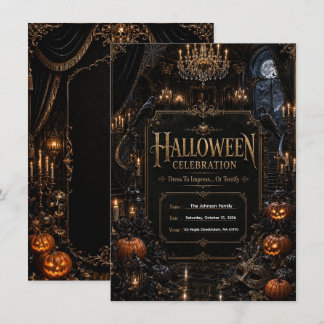 Convite de festa de Halloween gótico de luxuoso ed