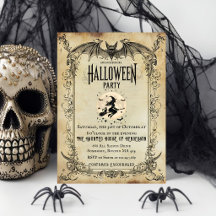 Convite de Festa de Halloween Gótico Vintage | Bru