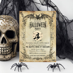 Convite de Festa de Halloween Gótico Vintage Bru