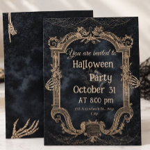 Convite de festa de Halloween gótico vintage elega