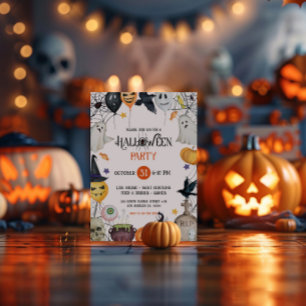Convite de Festa de Halloween Laranja e Preto