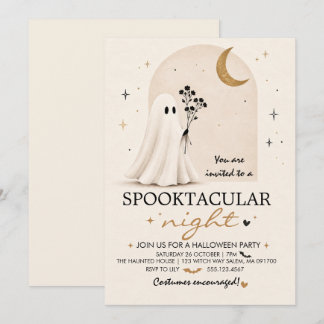 Convite de festa de Halloween Minimalista Fantasma