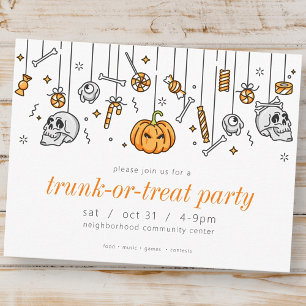 Convite de Festa de Halloween Moderna Trunk or Tre