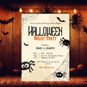 Convite de Festa de Halloween Noturno de Teia de A