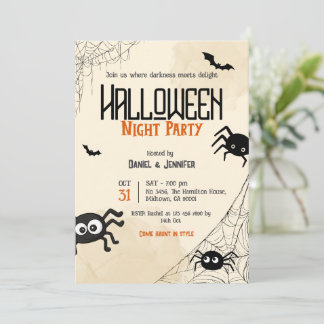 Convite de Festa de Halloween Noturno de Teia de A