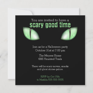 Convite de festa de Halloween Olhos de Gato (Verde