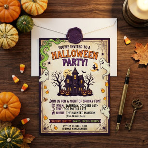 Convite de Festa de Halloween para Casa Assombrada