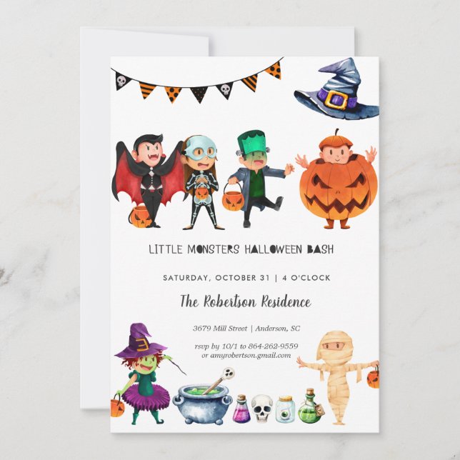Convite de Festa de Halloween para Crianças (Frente)