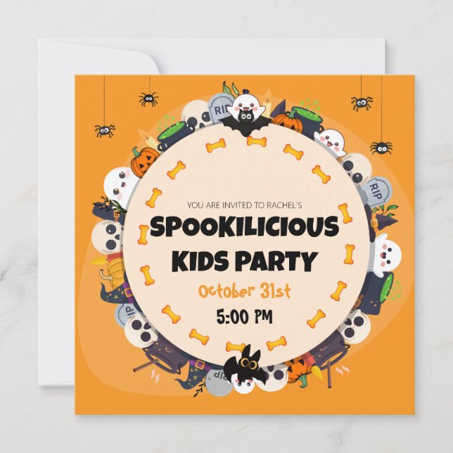 Convite de Festa de Halloween para Crianças – Espa (Frente)