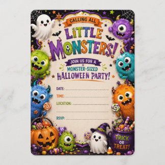 Convite de Festa de Halloween para Crianças Pequen