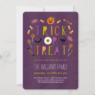 Convite de Festa de Halloween para Doce ou Travess