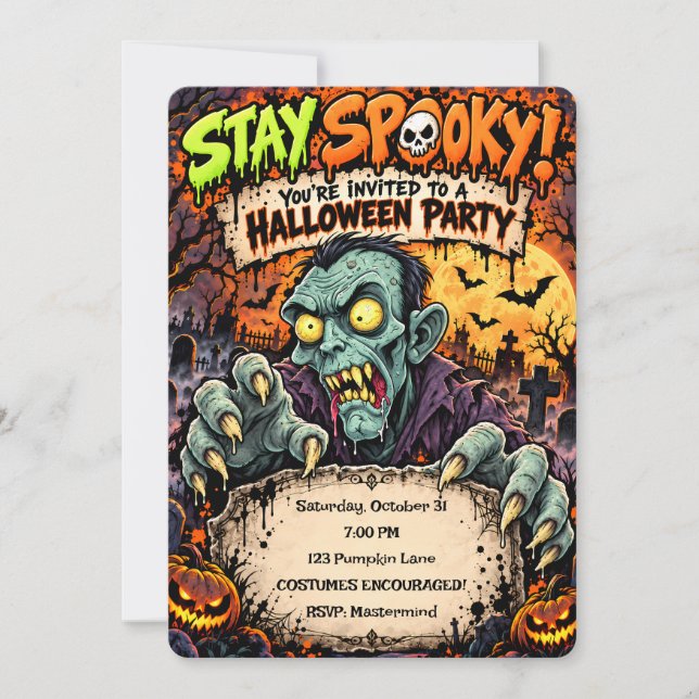 🧟‍♂️🎃 Convite de Festa de Halloween para Ficar A (Frente)