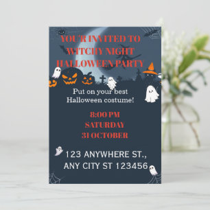 Convite de Festa de Halloween para uma Noite de Br