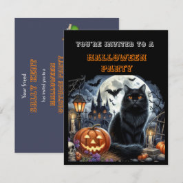 Convite de festa de Halloween preto para crianças