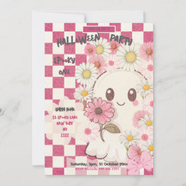 Convite de festa de Halloween Rosa Assustador Fofo