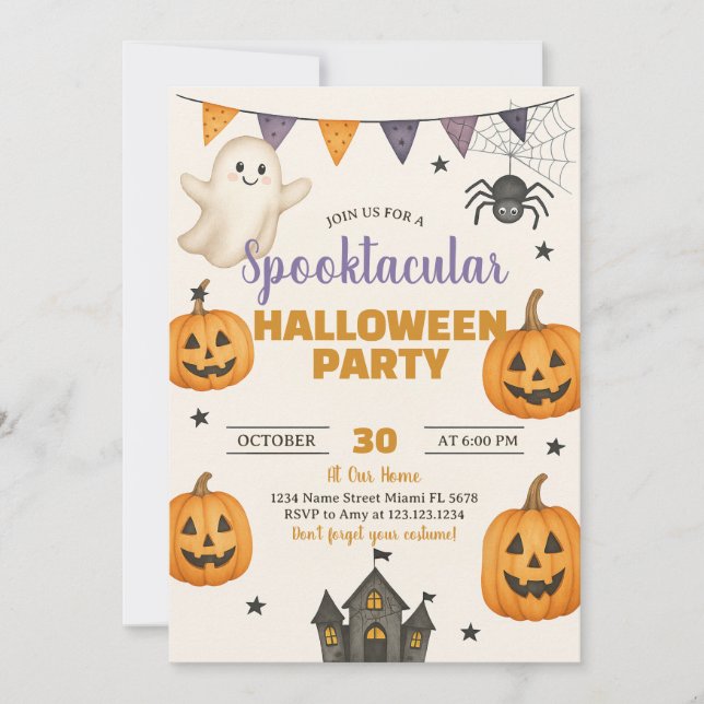 Convite de Festa de Halloween Spooktacular (Frente)