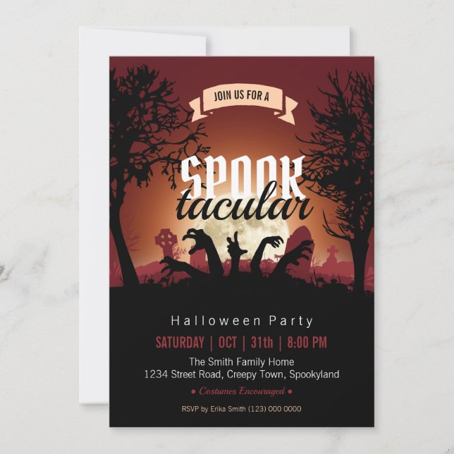 Convite de Festa de Halloween Spooktacular (Frente)