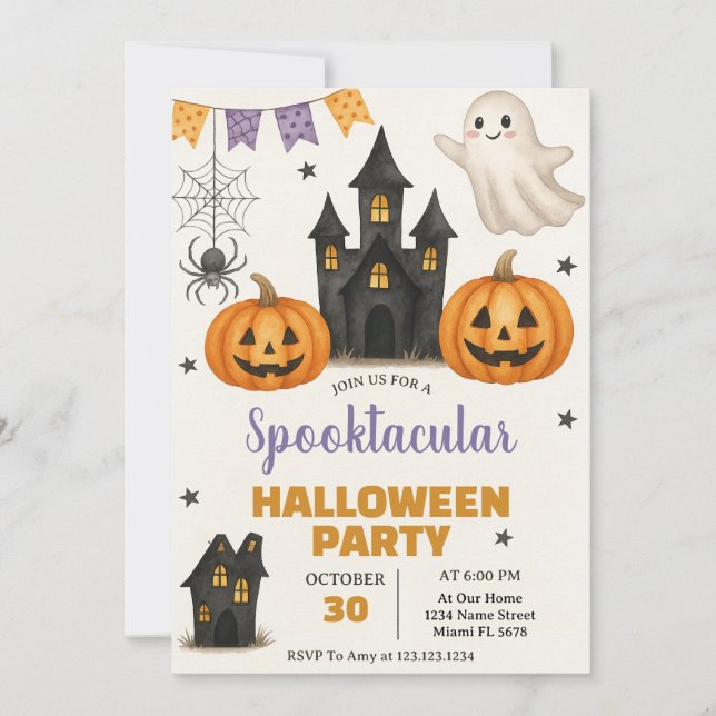 Convite de Festa de Halloween Spooktacular (Frente)