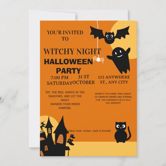 Convite de Festa de Halloween Spooky Chic (Frente)