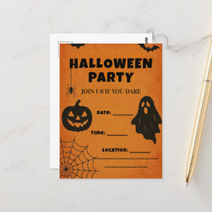 Convite de Festa de Halloween Vintage   Ícones Ass