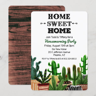 Convite de Festa de Inauguração Boho Cactus