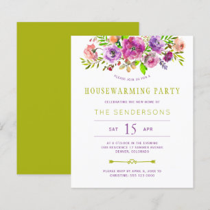 Convite de festa de inauguração floral roxo econôm