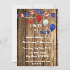 Convite de festa de inauguração Red, White & Brew