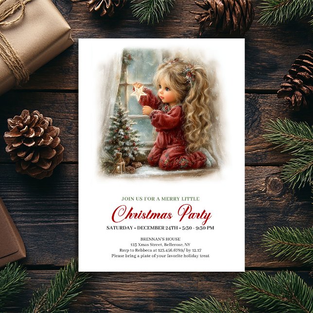 Convite de Festa de Inverno Cena Mínima de Feriado (Winter Party Invitation Minimal Holiday Scene Girl)