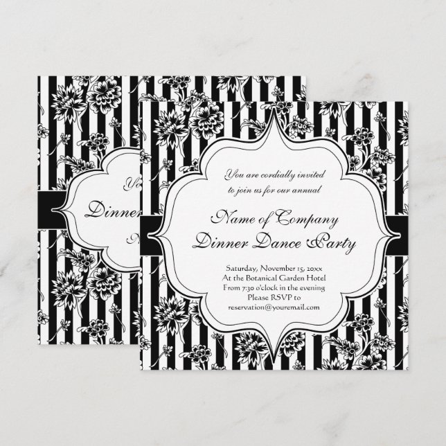 Convite de festa de jantar dançante formal de grav (Frente/Verso)