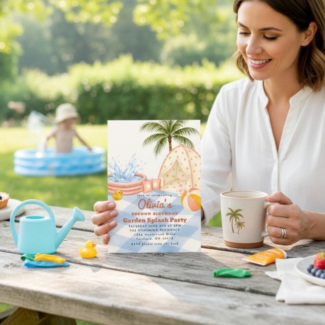 Convite de festa de jardim com respingos de aquare (Criador carregado)